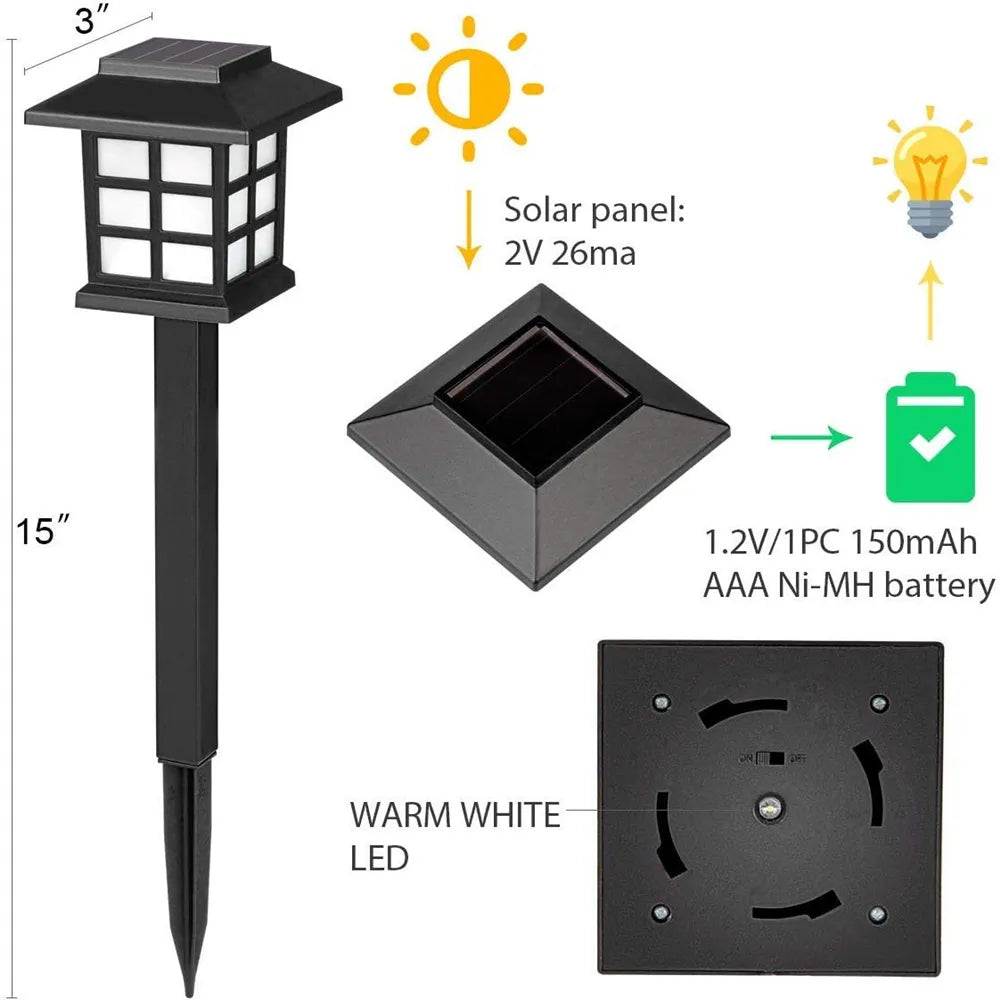 2/6/8pcs Led Solar Pathway Lights