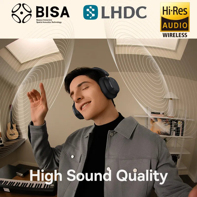 Baseus H1 pro Wireless Headphone Hybrid Active Noise Cancellation Bluetooth Headset Hi-Res Certified LHDC Code Earphone