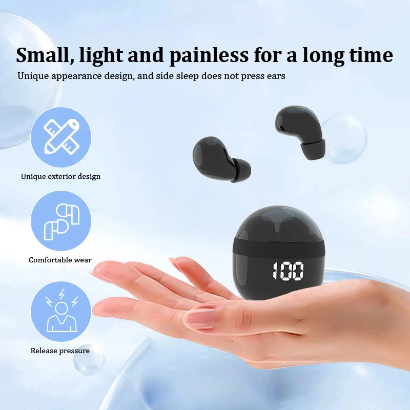 SK mini headphones wireless bluetooth earphones sleep headset with mic noise reduction heavy bass earbuds for smart phone