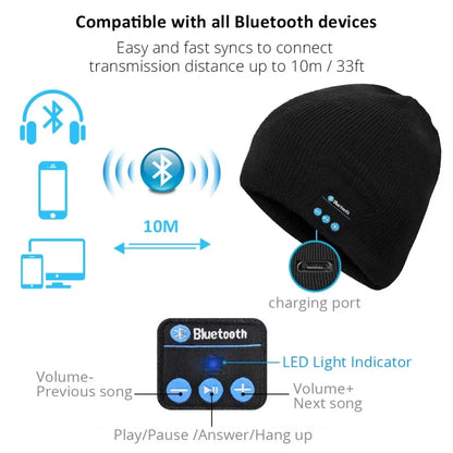 Outdoor Bluetooth Headphone Unisex Men Women Winter Warm Hat Beanie Music Speaker Wireless Cap