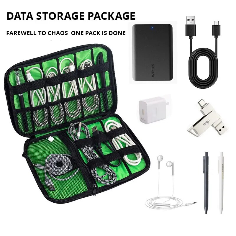 1pc Black Green Storage Bag