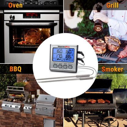 ThermoPro TP17 Digital Backlight LCD Display Dual Probe BBQ Oven Meat Grill Cooking Kitchen Thermometer