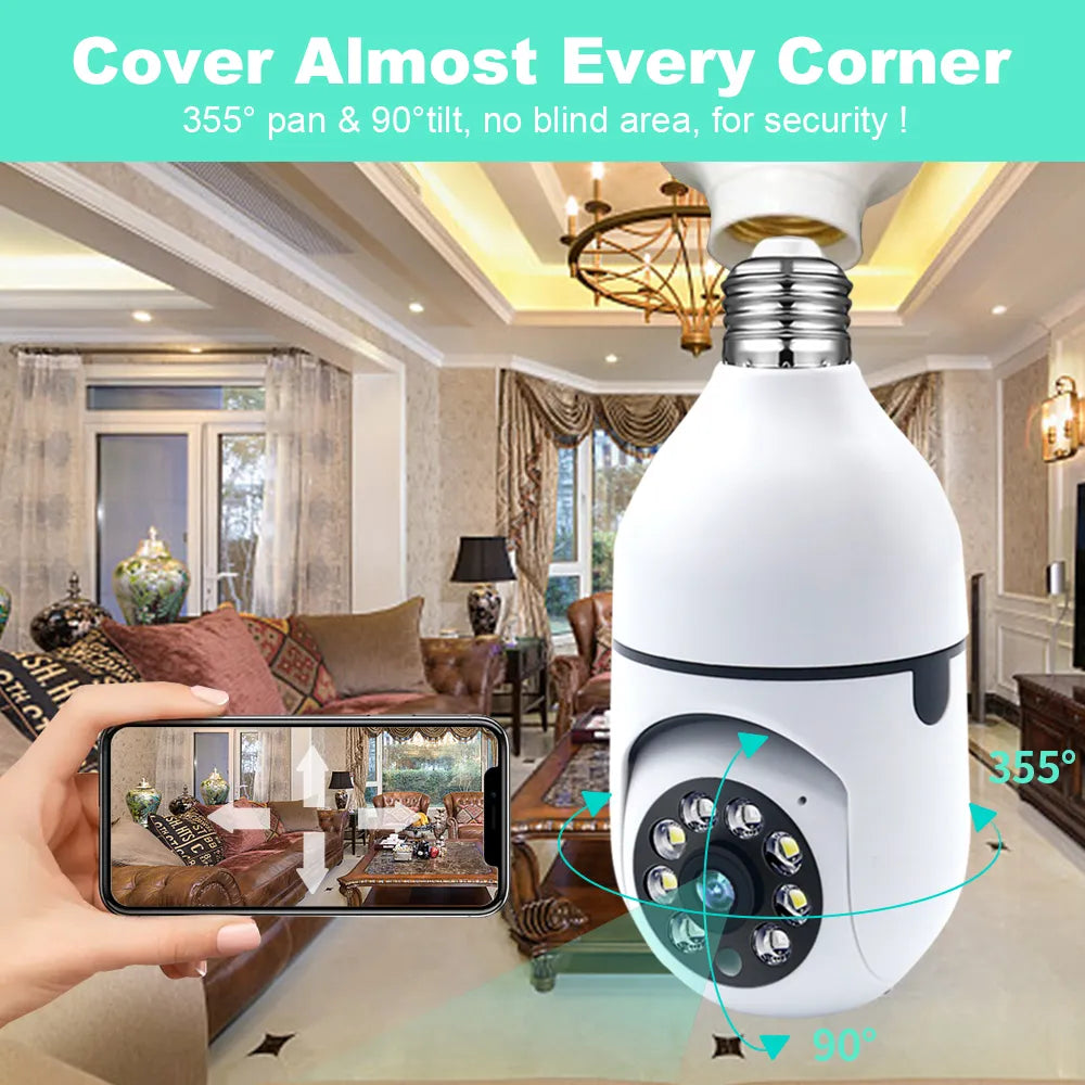 5G WiFi E27 Bulb Camera: AI Human Detect, Night Vision