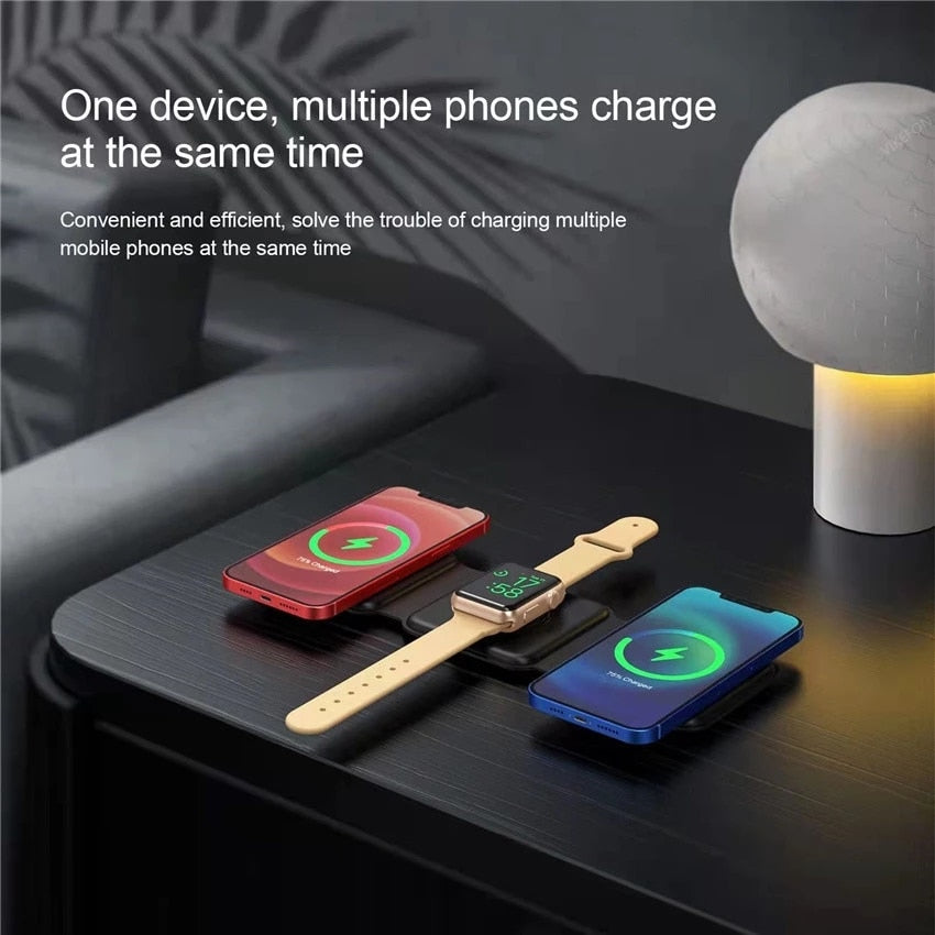 15W 3 in 1 Magnetic Wireless Charger Pad for iPhone